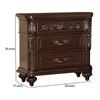Maykoosh Modern Minimalism 30" 3-Drawer Engraved Wooden Nightstand - Brown Finish, Stylish Storage Solution for Bedroom Essentials and Decor! view 2