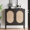 IDEALHOUSE Rattan Buffet Cabinet with Doors and Shelves, Black Console Cabinet for Living Room, Dining Room, Hallway view 2