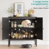 IDEALHOUSE Rattan Buffet Cabinet with Doors and Shelves, Black Console Cabinet for Living Room, Dining Room, Hallway view 3