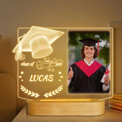 Light up Picture Frame, Attivolife Gradutaion Customization 4x6 Inches Acrylic Photo Frame with LED Night Light Desktop Decor Best Gifts for High Middle School College Graduate Friends Classmates Teen