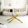Minheola 47.2" Rectangle Glass Coffee Table, Modern Coffee Table with Clear Tempered Glass Top and Golden Metal Tubular Leg, Cocktail Table Center Table Coffee Table for Living Room Office Apartment view 1