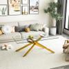 Minheola 47.2" Rectangle Glass Coffee Table, Modern Coffee Table with Clear Tempered Glass Top and Golden Metal Tubular Leg, Cocktail Table Center Table Coffee Table for Living Room Office Apartment view 3