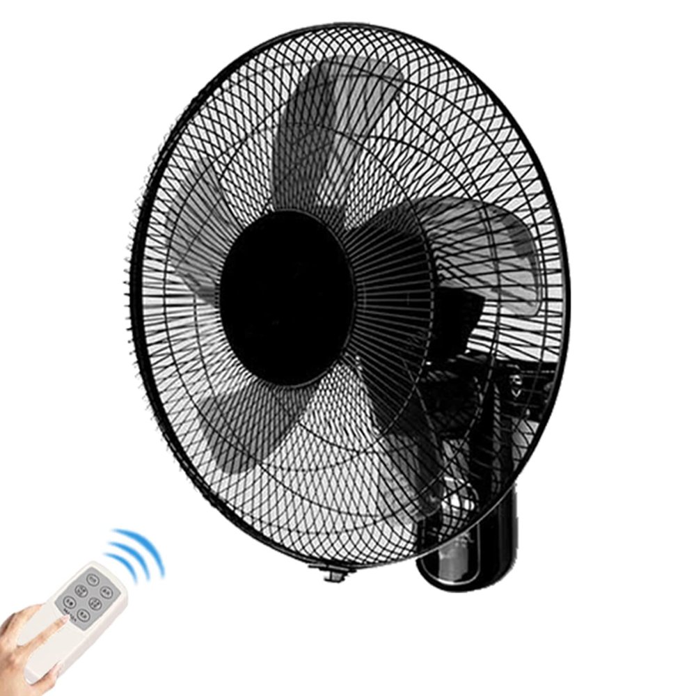 WUHUQN Wall Mounted Fan, Restaurant Industrial Moving Head Fan, with Remote Control, Super Quiet Adjustable Air Speed, Electric Fan for Home and Office, Black