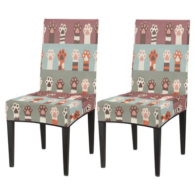 bisibuy Paw Print Chair Cover Set of 2, Cat Paw Dining Room Chair Slipcover Kitchen Stretch Parson Chair Covers Protect for Party, Banquet, Home Decor Forros para Sillas de Comedor