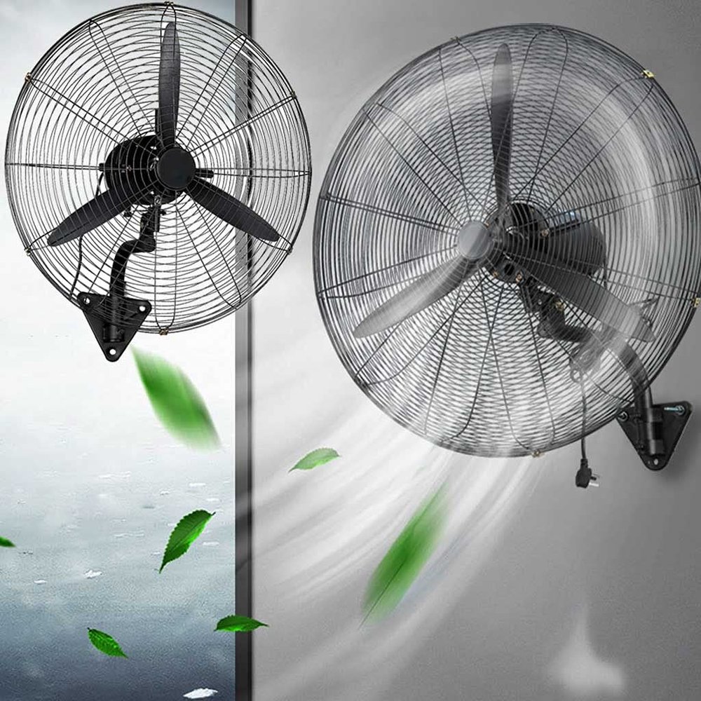 WUHUQN Wall Fan Outdoor Industrial Wall Mounted Fan,Heavy Duty Quiet Electric Fan 3-Speed Adjustable Tilt Commercial Oscillating High-Velocity Black 55cm,65cm,75cm