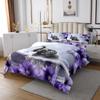 Manfei Cute Elphant Kids Bedspread King Size, Purple Flower Butterfly Quilted Coverlet with 2 Pillowcases, Floral Animal Coverlet Set for Boys Girls Adults Bedroom Decor, Soft Polyester Bedding Quilt view 2