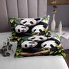 Manfei Cute Panda Kids Bedspread King Size, Green Leaves Panda Quilted Coverlet with 2 Pillowcases, Cartoon Animal Theme Coverlet Set for Boys Girls Adults Bedroom Decor, Soft Polyester Bedding Quilt view 3