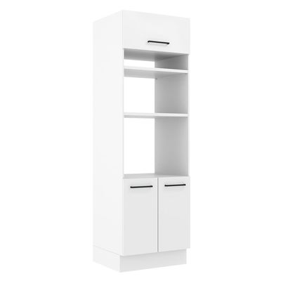 Madesa Hazel 2 Door Pantry Kitchen Storage Cabinet with Horizontal Door and 3 Shelves 89 Inch Wooden Modern Organization Unit - White