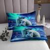 Manfei Polar Bear Kids Bedspread King Size, Arctic Lights Iceberg Coverlet Set for Boys Girls Adults Bedroom Decor, Wild Animal Theme Quilted Coverlet with 2 Pillowcases, Soft Polyester Bedding Quilt view 3