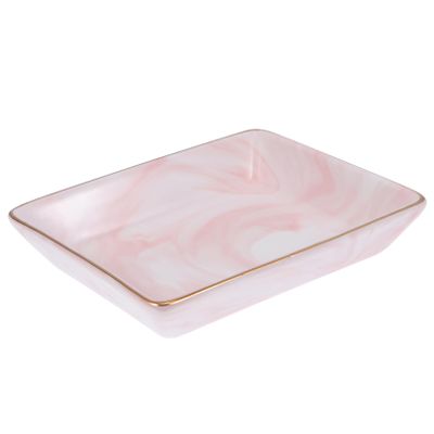 Amosfun Marble Pattern Ceramic Tray for Bathroom Organization Elegant Jewelry Display Soap Dish and Dresser Decor and Stylish Home Essential