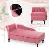 ACMEASE Upholstered Velvet Chaise Lounge with Left Armrest & Storage Space,Button Tufted Lounge Chair w/Lumbar Pillow,Modern Lounge Chair for Bedroom, Living Room and Office,Pink view 2