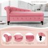 ACMEASE Upholstered Velvet Chaise Lounge with Left Armrest & Storage Space,Button Tufted Lounge Chair w/Lumbar Pillow,Modern Lounge Chair for Bedroom, Living Room and Office,Pink view 3