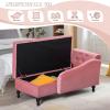 ACMEASE Upholstered Velvet Chaise Lounge with Left Armrest & Storage Space,Button Tufted Lounge Chair w/Lumbar Pillow,Modern Lounge Chair for Bedroom, Living Room and Office,Pink view 4