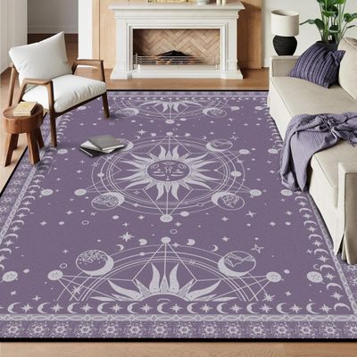 6' x 9' Sun and Moon Rug Boho Celestial Area Rugs for Bedroom Dorm Living Room Bohemian Occult Crescent Solar Stars Floor Mat Pad Doormat Carpet,180 X 275cm,Rum