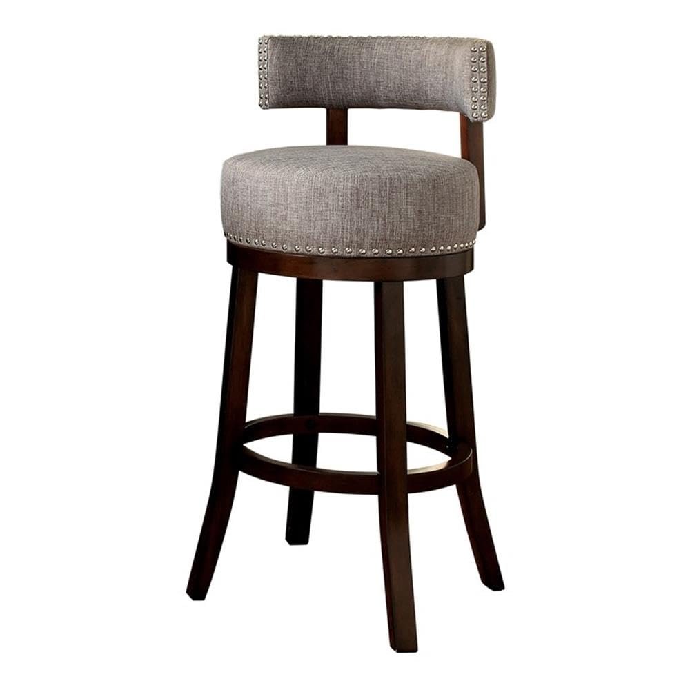 BOWERY HILL Fabric 24" Swivel Bar Stool in Light Gray (Set of 2)