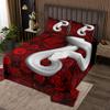 Manfei White Snake Kids Bedspread King Size, Red Rose Flower Quilted Coverlet with 2 Pillowcases, Reptile Floral Animal Coverlet Set for Boys Girls Adults Bedroom Decor, Soft Polyester Bedding Quilt view 1
