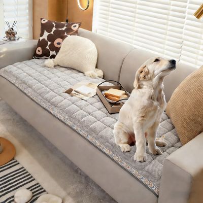 GZSO Fuzzy Sectional Couch Covers for Dogs Non-Slip, Washable Couch Protector Blanket, Pet-Friendly Cover for 3-Cushion Sofas (Grey,Chair Cover 24x24 inch)