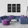 3 Panel Balance Discipline Positivity Noun Canvas Wall Art Motivational Quotes Poster Inspiring Inspirational Picture Print Artwork for Home Living Room Bedroom Office Wall Decor Framed[72''Wx 36''H] view 3
