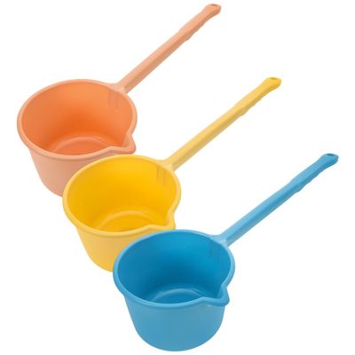 HOLIDYOYO 3Pcs Assorted Color Long Handle Water Ladle for Kitchen, Bathroom, and Garden - 18inch Plastic Water Scoop Dipper for Bathing, Plants, and Household Use