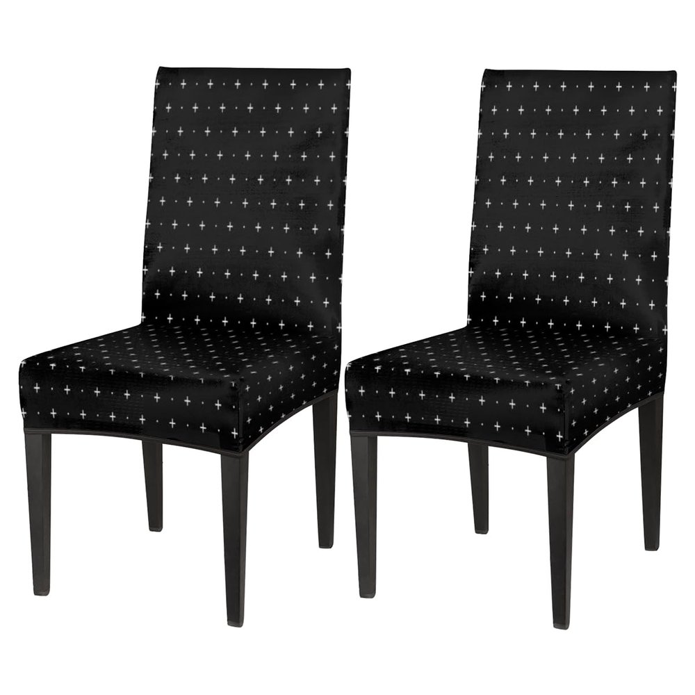 bisibuy Crosses Dots Tiles Chair Cover Set of 2, Ethnic Dining Room Chair Slipcover Kitchen Stretch Parson Chair Covers Protect for Party, Banquet, Home Decor Forros para Sillas de Comedor