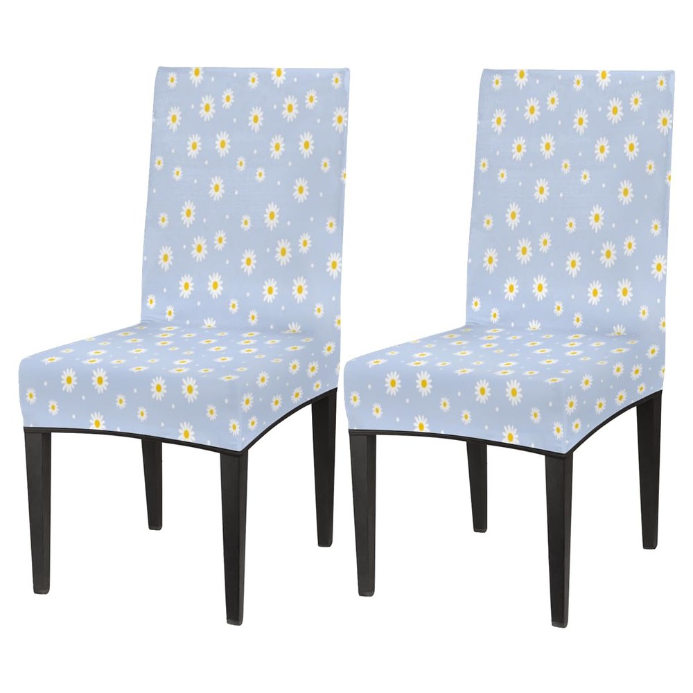 bisibuy Daisy Dots Lavander Chair Covers for Dining Room Set of 2, Aesthetic Dining Chair Covers Protectors Stretch Kitchen Parson Chair Slipcovers for Home and Banquet Decor