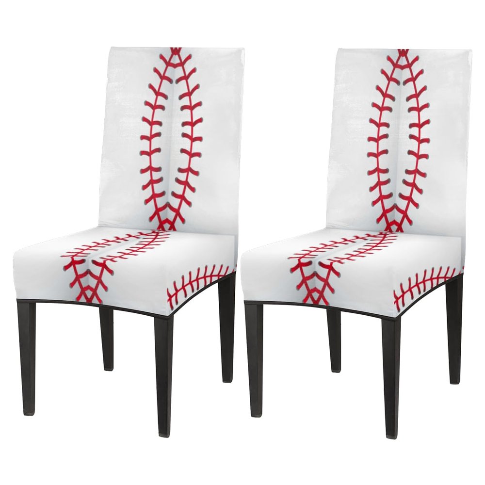 bisibuy Modern Baseball Pattern Chair Cover Set of 2, Baseball Dining Room Chair Slipcover Kitchen Stretch Parson Chair Covers Protect for Party, Banquet, Home Decor Forros para Sillas de Comedor