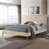 BOWERY HILL Modern Fabric Upholstered Headboard Twin Bed in Beige view 2