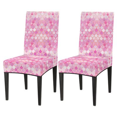 bisibuy Mermaid Pattern Chair Cover Set of 2, Rose Gold Dining Room Chair Slipcover Kitchen Stretch Parson Chair Covers Protect for Party, Banquet, Home Decor Forros para Sillas de Comedor