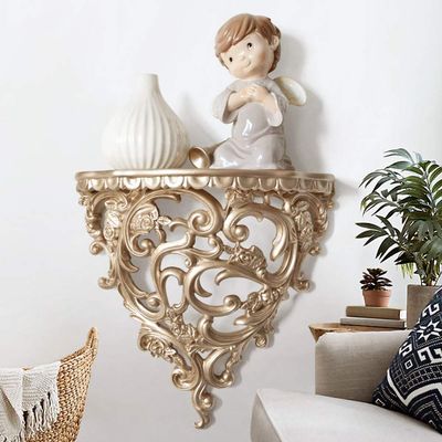 LIZEALUCKY Floating Shelves, Wall Hanging Shelf, Storage Rack European Hollow Style Shelf Wall Decoration for Kitchen, Bathroom, Living Room,Bedroom,9.84x9.92x5.98in