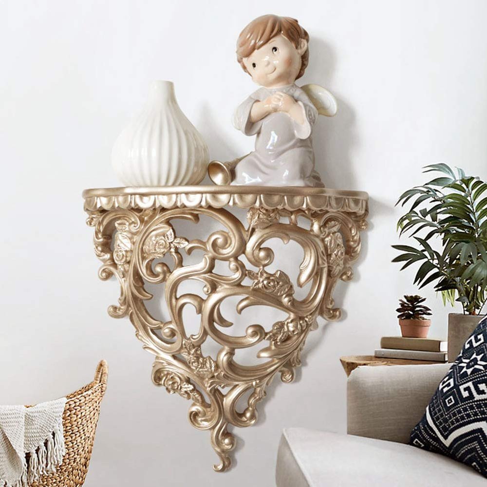 LIZEALUCKY Floating Shelves, Wall Hanging Shelf, Storage Rack European Hollow Style Shelf Wall Decoration for Kitchen, Bathroom, Living Room,Bedroom,9.84x9.92x5.98in