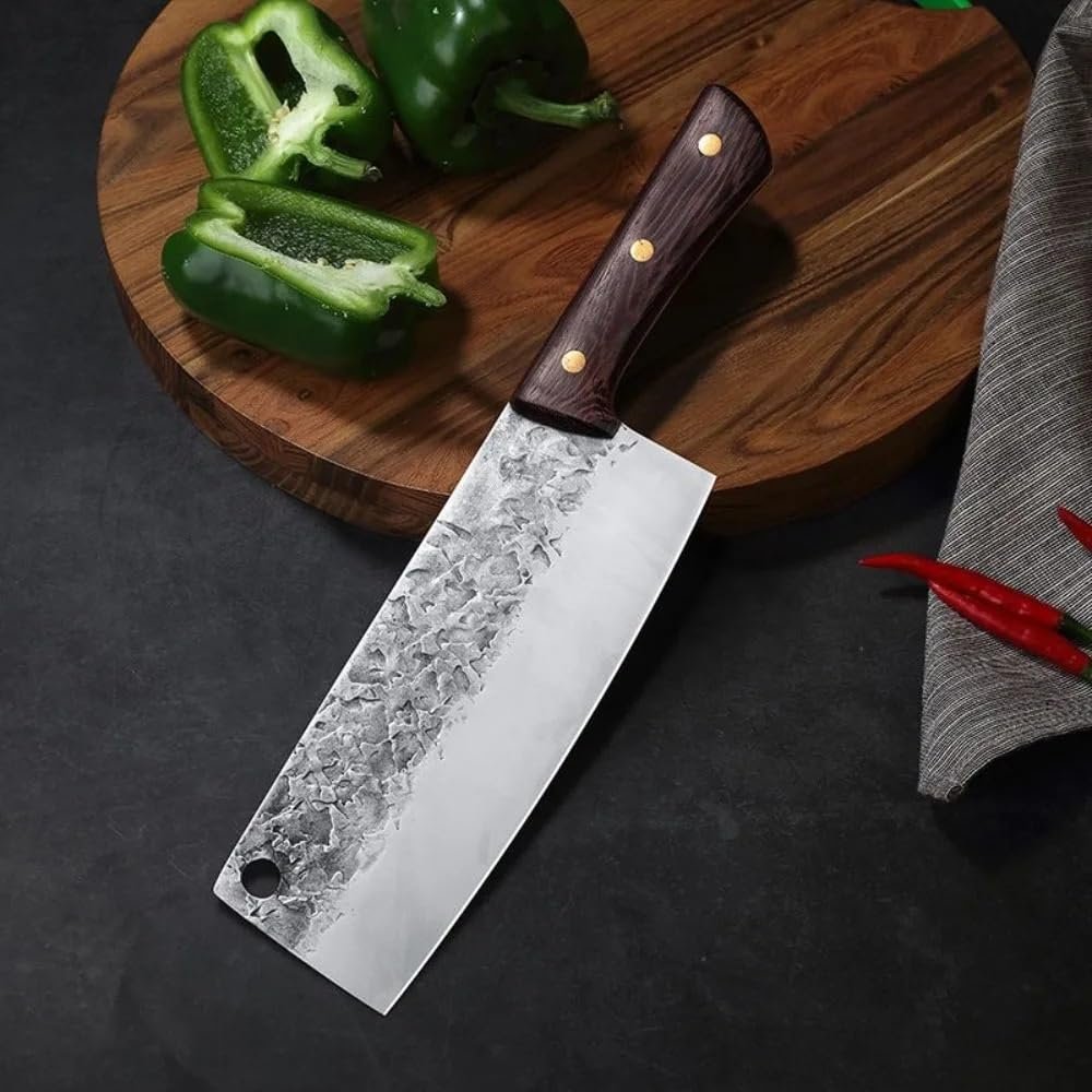 DAXXIN Meat Cleaver,Cleaver Knife, 7.5 Inch Hand Forging Kitchen Knife Professional Shredded Meat Vegetables Slice Traditional Knives Sharp Nakiri Cleaver, Zengjianhong5121