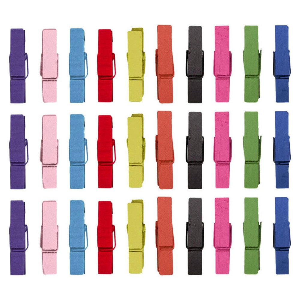 MAGICLULU Compact Picture Clamps 300pc Wooden Photo Hanging Clips Multi-Function Craft Pegs for Parties