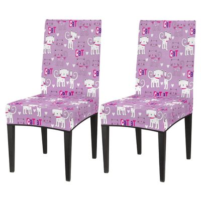 bisibuy Retro Cat Pattern Purple Chair Cover Set of 2, Cute Dining Room Chair Slipcover Kitchen Stretch Parson Chair Covers Protect for Party, Banquet, Home Decor Forros para Sillas de Comedor