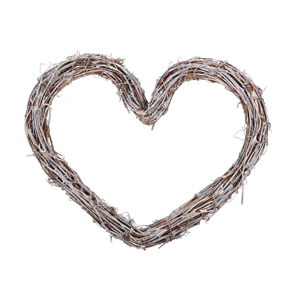ABOOFAN Heart-Shaped Rattan Wreath for Door Decor Natural DIY Hanging Wreath Decorative Pendant for Festive Home and Party Decoration