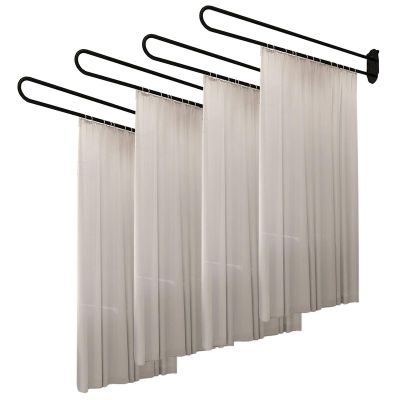 Wall Divider Curtain for Beauty Bed Partitions, 2M Tall Privacy Screen Hanging Fitting Room Panels/ Hospital Salon Separation Curtains with Grey Yarn Drapes & Shelf, 1/ 2/ 3 / 4/ 5 Set ( Color : Black
