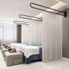 Wall Divider Curtain for Beauty Bed Partitions, 2M Tall Privacy Screen Hanging Fitting Room Panels/ Hospital Salon Separation Curtains with Grey Yarn Drapes & Shelf, 1/ 2/ 3 / 4/ 5 Set ( Color : Black view 4