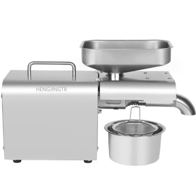 HENGJINGTR Portability Oil Press Machine, 610W Electric Cold/Hot Oil Machine 304 Stainless Steel Oil Press Machine for Peanut Sesame Soybean Sunflower Seeds,220v