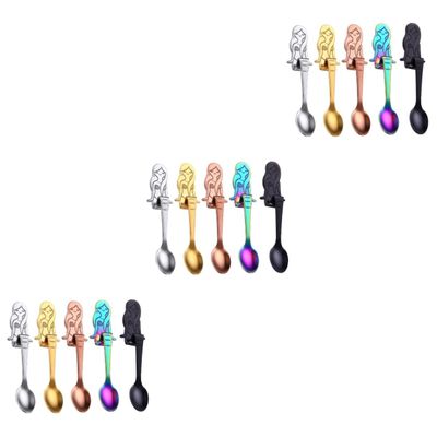 Zerodeko 15pcs Stainless Steel Dessert Mixing Spoons Shaker Stirring Spoons for Coffee