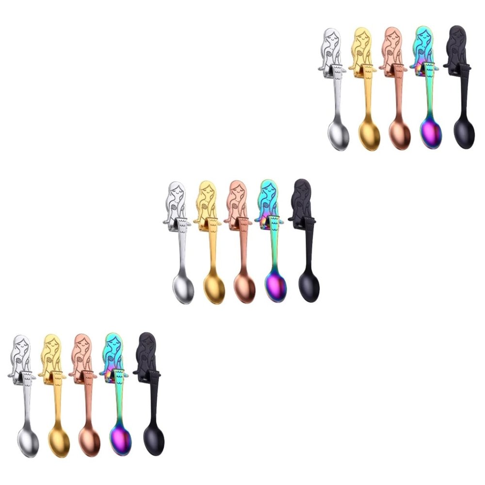 Zerodeko 15pcs Stainless Steel Dessert Mixing Spoons Shaker Stirring Spoons for Coffee