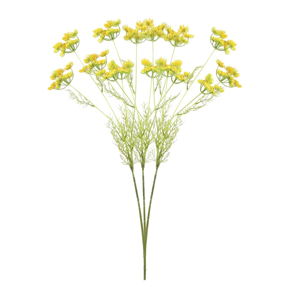 LKPOMI 3pcs Artificial Flowers 31.5 inches Long Stem 5 Heads Faux Lace Flowers Bouquets Fake Flowers Stems Vase Floral Arrangements for Home Wedding Party DIY Decoration(Yellow)