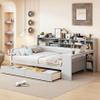 DaiNNCN Full Size Multi-Functional Daybed with Bookcase and Two Storage Drawers and Desk,Captains Bed for Bedroom Living/Guest Room/Apartment.Antique White view 1
