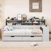 DaiNNCN Full Size Multi-Functional Daybed with Bookcase and Two Storage Drawers and Desk,Captains Bed for Bedroom Living/Guest Room/Apartment.Antique White view 3