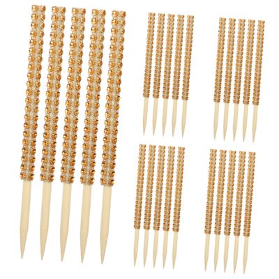 Zerodeko 30pcs Candy Apple Sticks Rhinestones Bamboo Cake Pop Picks for Decorations Apples Candy Sticks