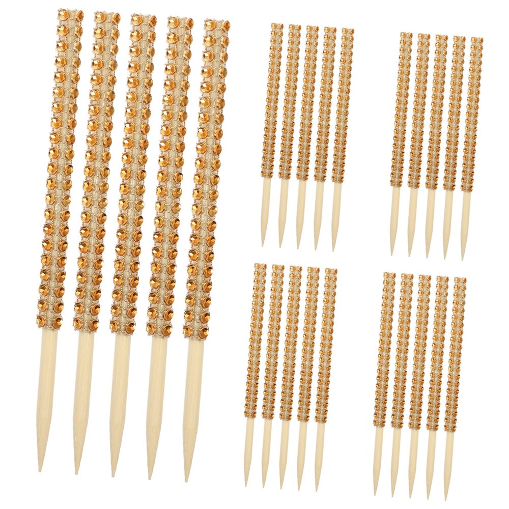 Zerodeko 30pcs Candy Apple Sticks Rhinestones Bamboo Cake Pop Picks for Decorations Apples Candy Sticks