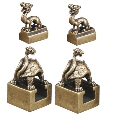 PRETYZOOM 2pcs Vintage Brass Animal Figurines Creative Desktop Decor Unique Retro Beast Statues for Home and Office Tabletop Ornament Brass Material