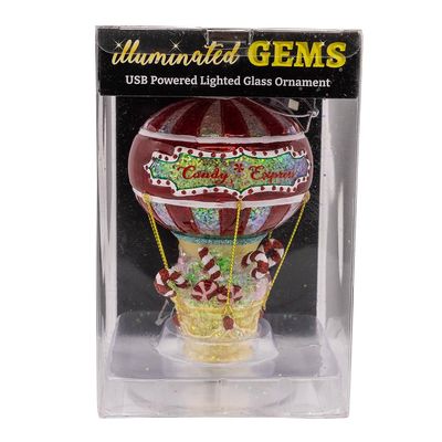 Kurt S. Adler Kurt Adler 4.75-inch Glass USB Warm White LED Fairy Light Candy Cane Ornament