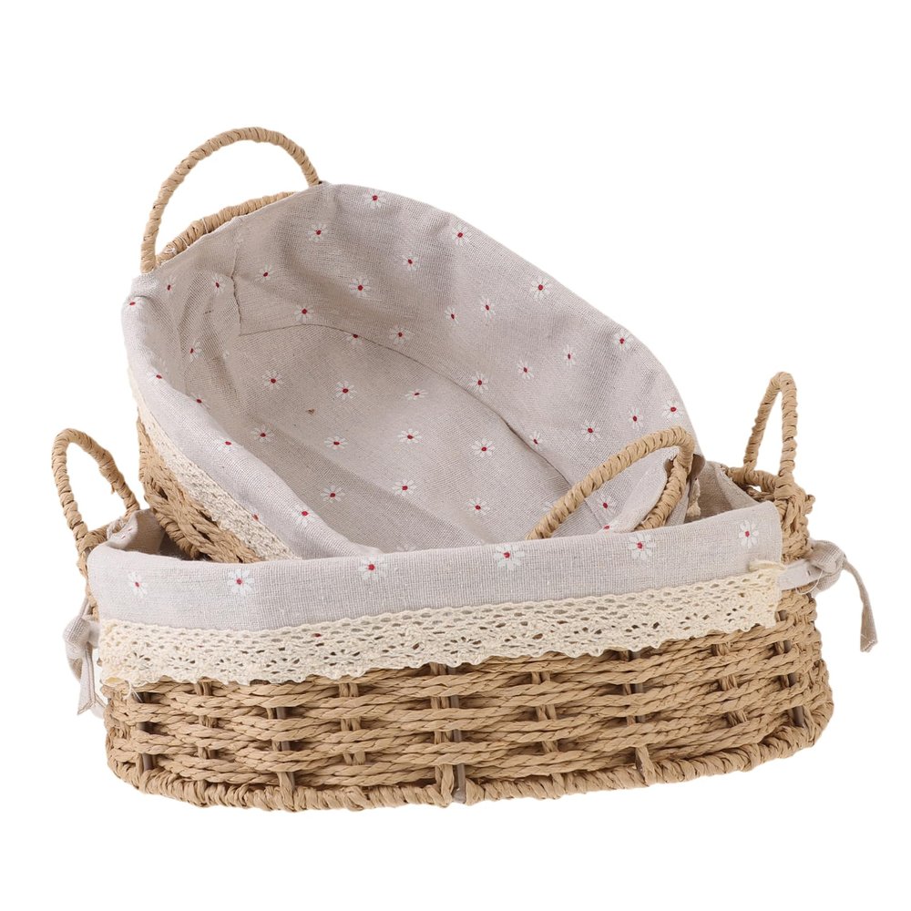 Cabilock 1set Woven Storage Basket with Cloth Liner Versatile Organizer for Desktop Kitchen and Bathroom Natural Rattan Design for Sundries and Home Decor Shape