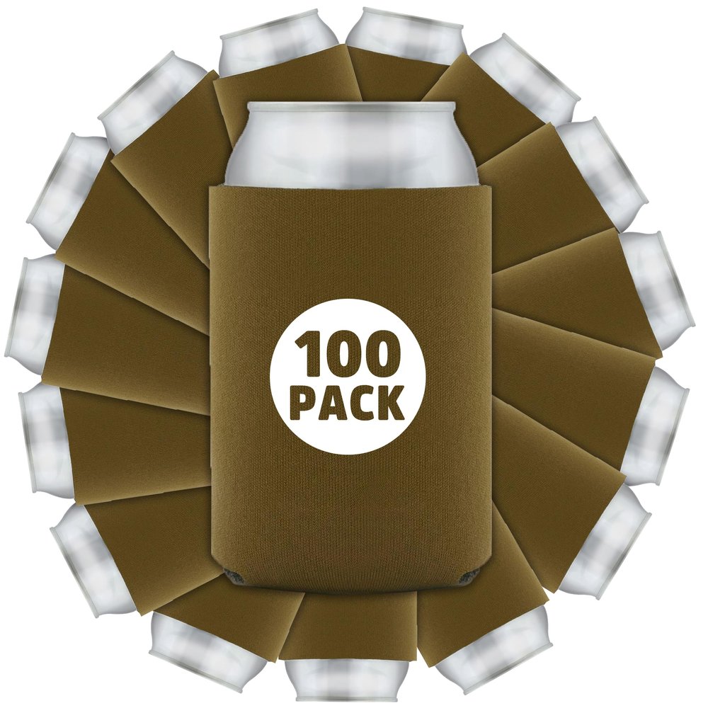 100 Pcs Bulk Blank Collapsible Can Coolers - Perfect For Sublimation Printing, HTV, Screen Printing or DIY Crafts (Brown)