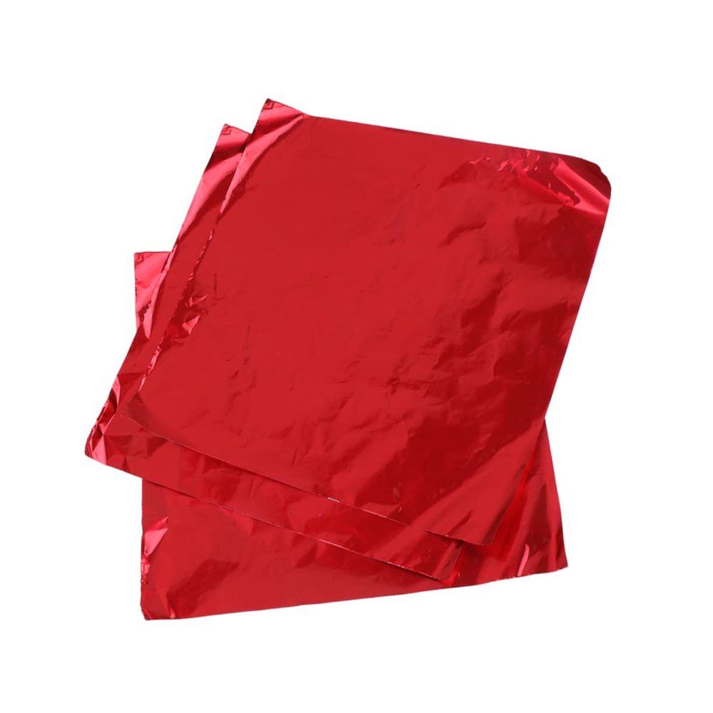 Zerodeko Candy Paper Sheets 100pcs Red Aluminum Foil 20x20cm Packing Foil for Wedding Bbq Tea Kitchen Use