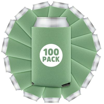 100 Pcs Bulk Quality Collapsible Can Coolers - Perfect For Sublimation Printing, HTV, Screen Printing or DIY Crafts (Sage)